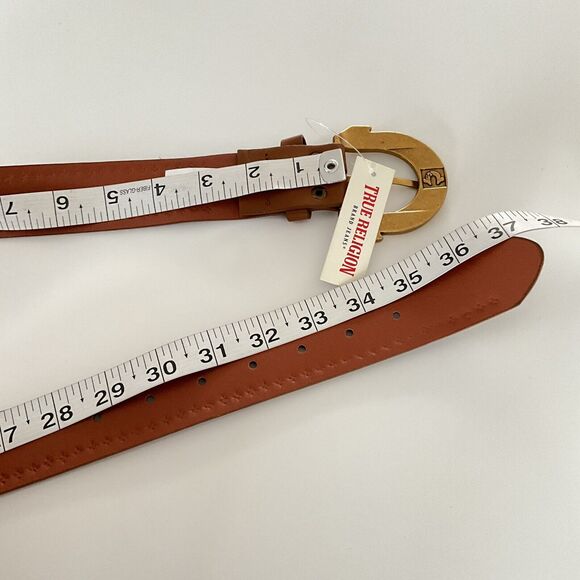 True Religion Belt Medium Gold-tone Buckle Pyramid Studs S - Picture 4 of 10